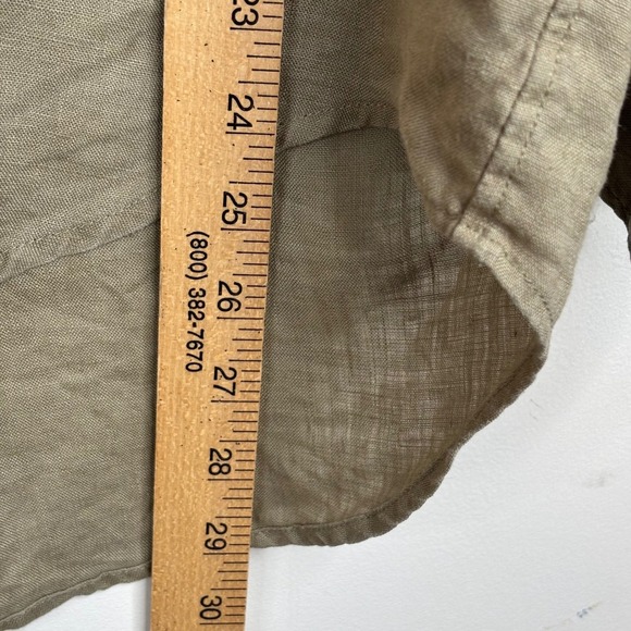 Quince Linen Long Sleeve Top M Olive Green Minimalist Safari Lightweight Button - Picture 8 of 11
